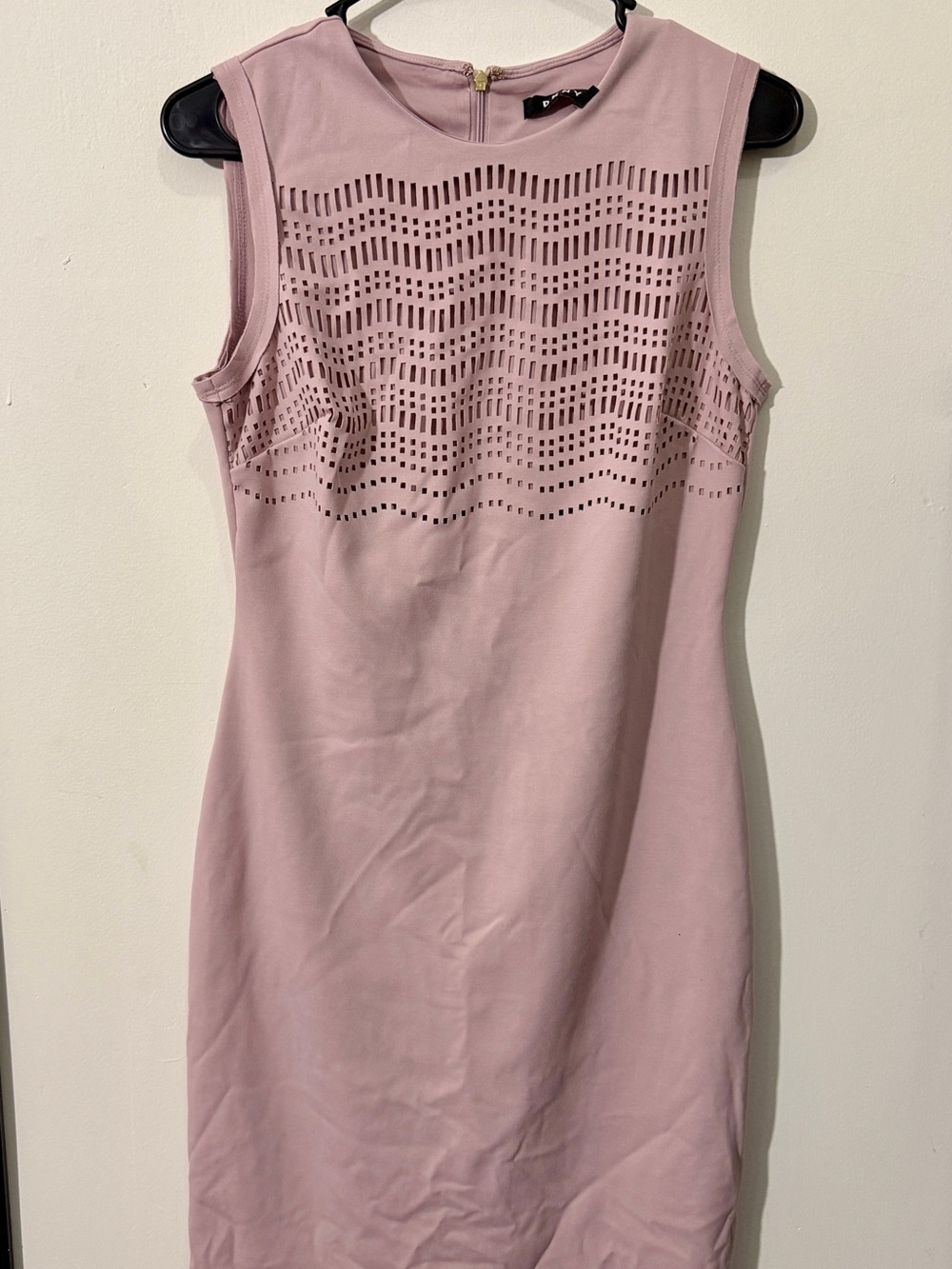 DKNY Sleeveless Laser-Cut Shift Dress in Light Pink